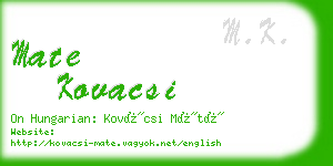 mate kovacsi business card